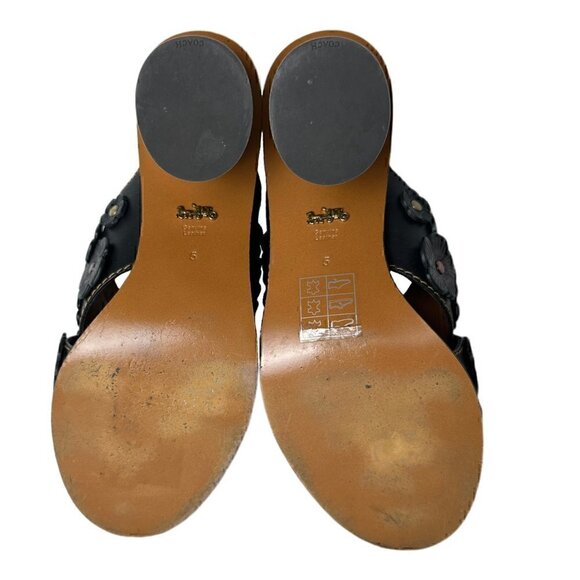 Coach Brown Leather Tea Rose Mule Sandals - EUC - Picture 7 of 8